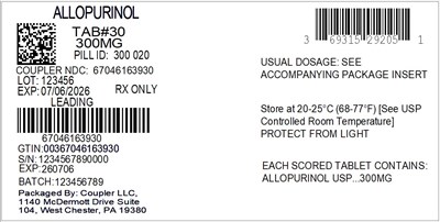 Label (69315 292 05 Allopurinol 300mg 67046 1639 30)